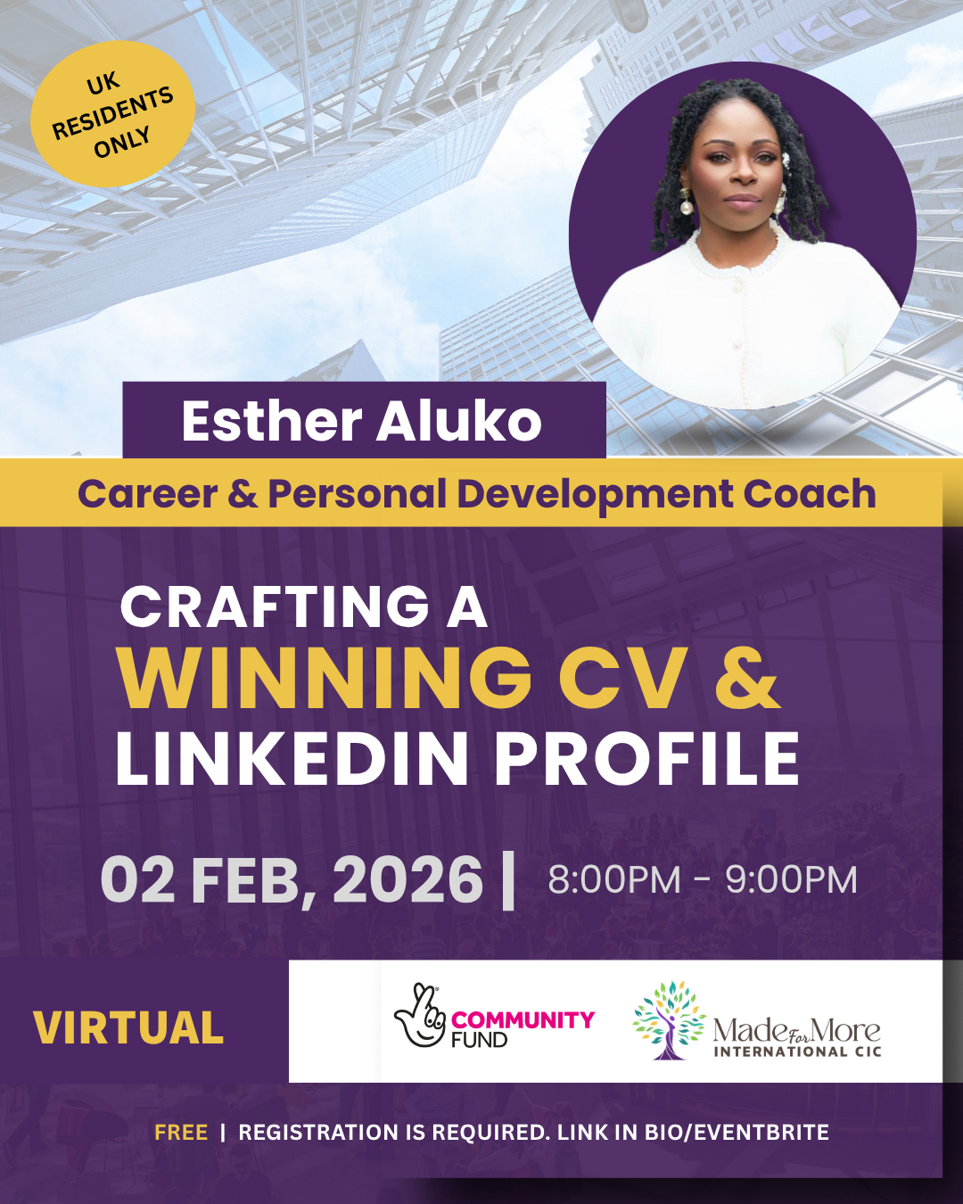 Crafting a Winning CV & LinkedIn Profile event flyer