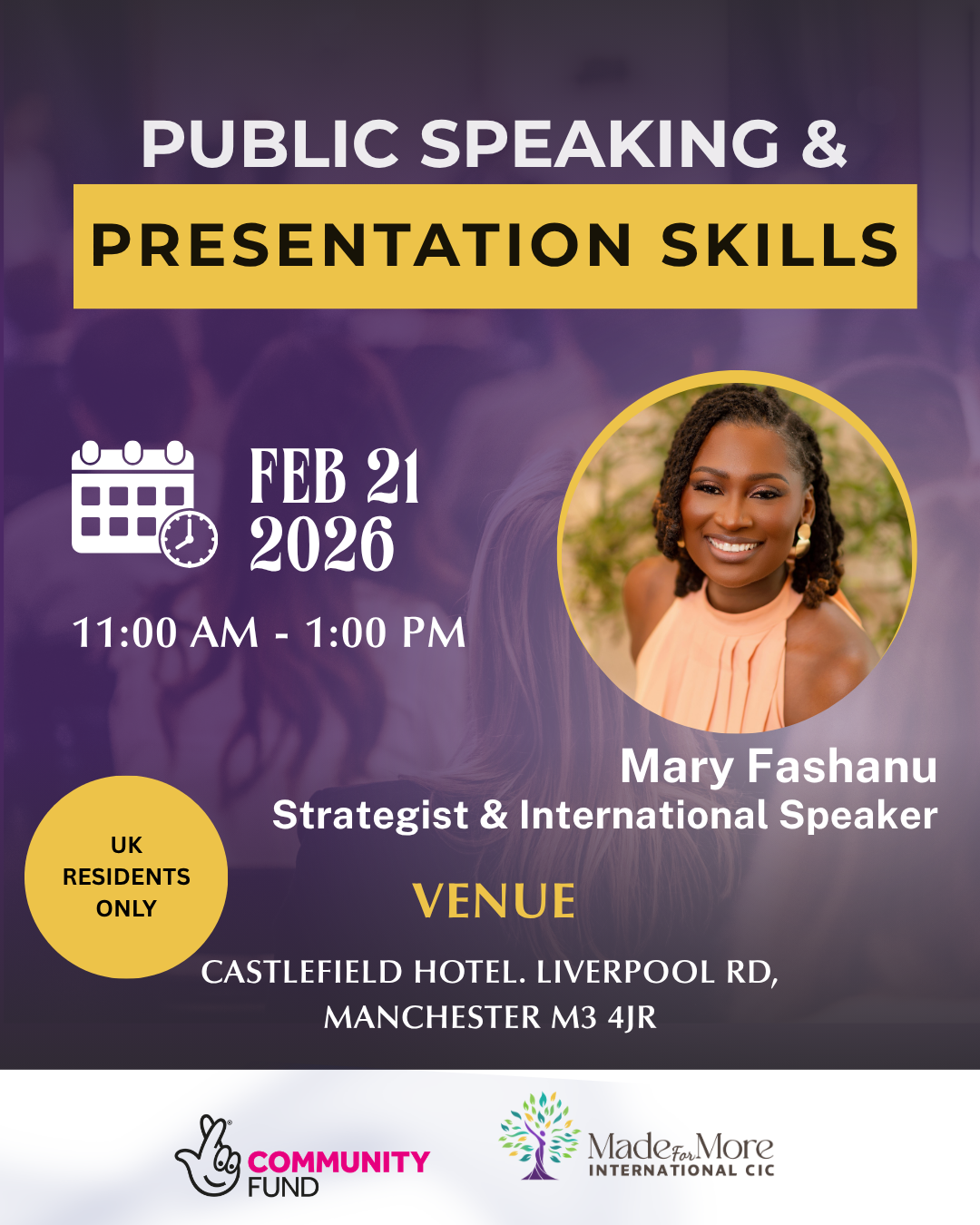 Public Speaking & Presentation Skills event flyer