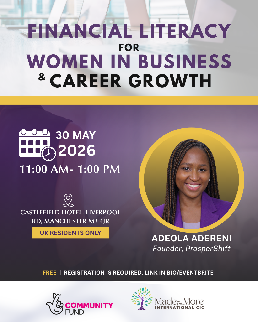 Financial Literacy for Women in Business & Career Growth event flyer